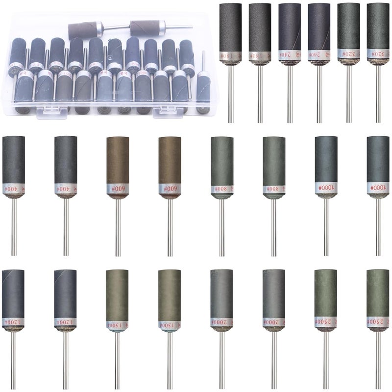 Waltool 22PCS Sanding Drums with 3/32"(2.35mm) Shank for Dremel, 180/240/320/400/600/800/1000/1200/1500/2000/2500 Grits Sandpaper Rotary Tool Accessories - Image 1